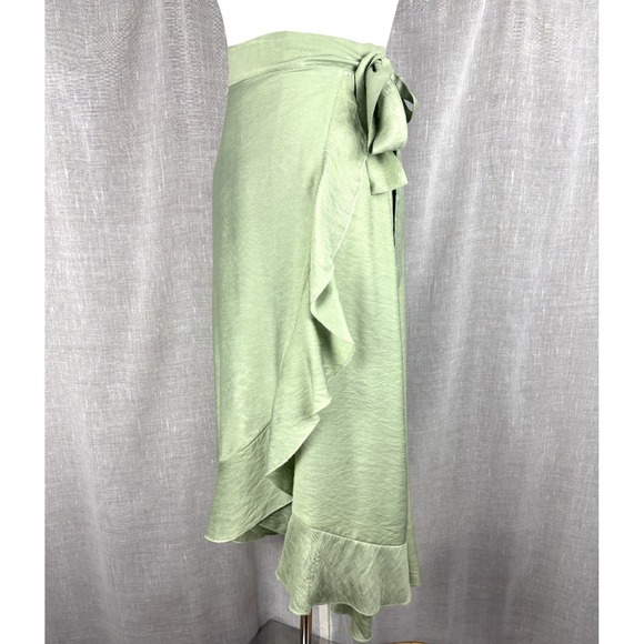 The Unbranded Brand Dresses & Skirts - Sage Green Maxi Wrap Skirt Ruffle Hem Boho Cottagecore Fairy Coquette Size S